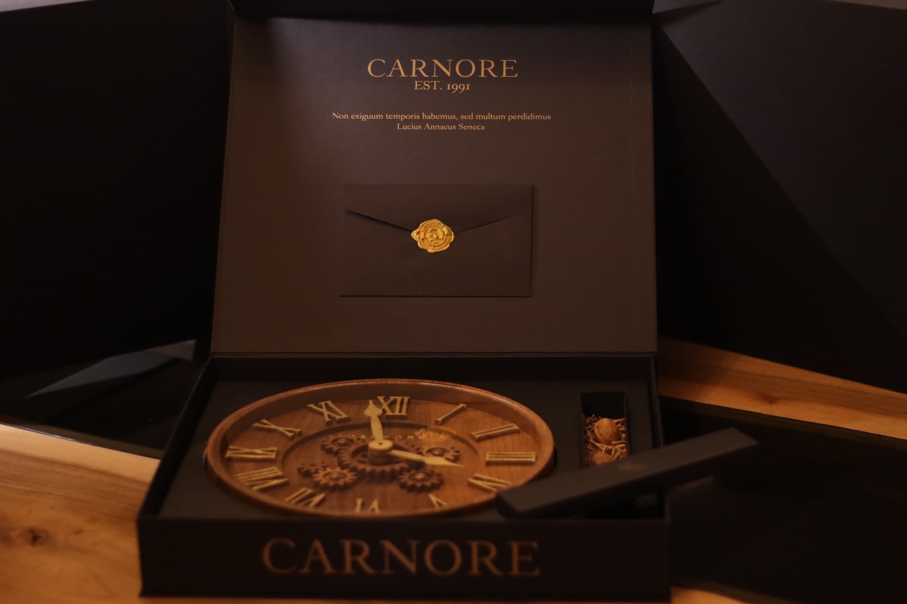 Clock nestled in box